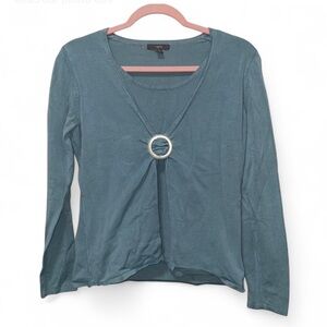 The Cutest Y2K Office Siren Baddie Baby Powder Blue Layered Long Sleeve Knit Top